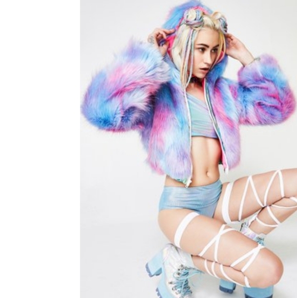 J. Valentine "Cotton Candy" Faux Fur Jacket Size S/M - Picture 5 of 5